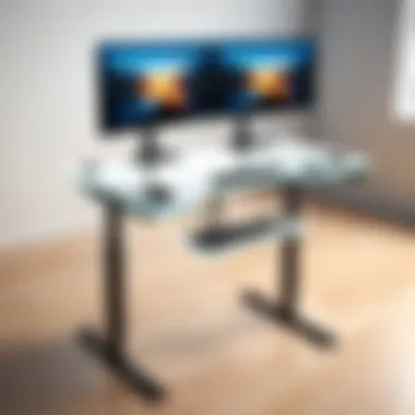 Technical specifications of the Stand Steady Desk displayed graphically