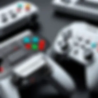 Retro Video Game Controllers Early video game controllers showcasing retro design