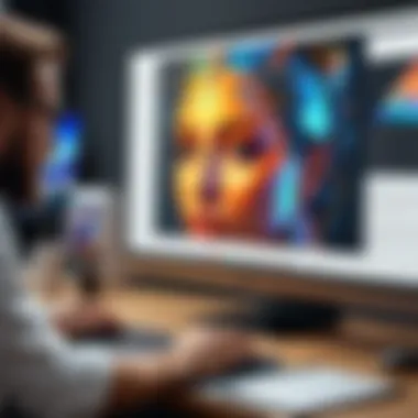 Creating Masterpieces with Digital Tools An artist using creative software to produce digital artwork