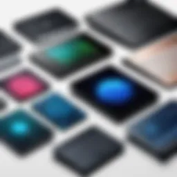 An illustration of various laptop touchpad designs showcasing their evolution