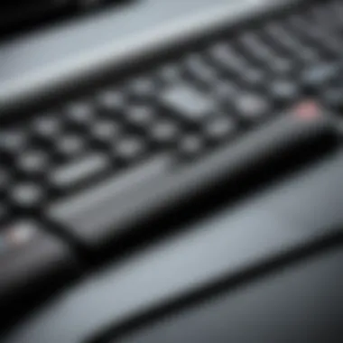 Close-up view of ThinkPad keyboard highlighting ergonomic features