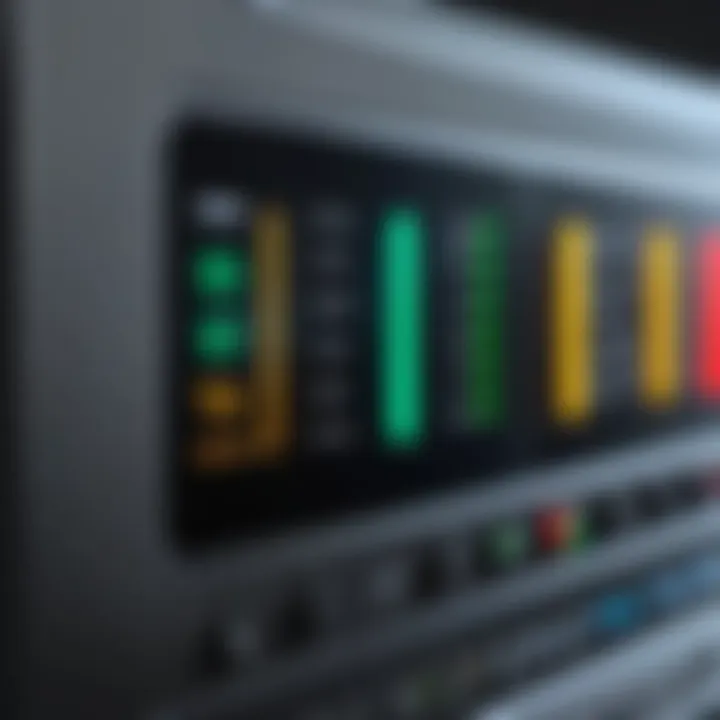 Close-up of cable modem indicators showing signal strength and connectivity status.