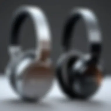 A side-by-side comparison of different headphone models highlighting sound quality features.