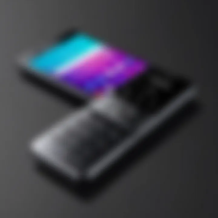 Close-up of the new Samsung flip phone showcasing its unique design features